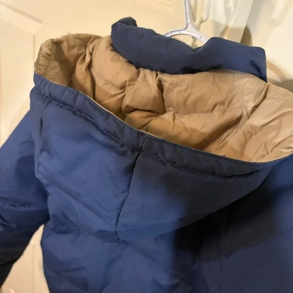Vintage Alaska Safari Down Jacket Mens L Blue Hooded Puffer Parka Coat 90s Warm